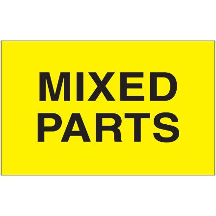 3 x 5" - "Mixed Parts" (Fluorescent Yellow) Labels