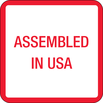 1 x 1" - "Assembled in U.S.A." Labels